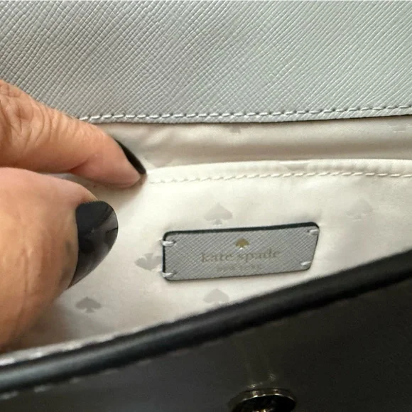 kate spade new york Carson Saffiano Leather Convertible Crossbody Gray White - Picture 7 of 7